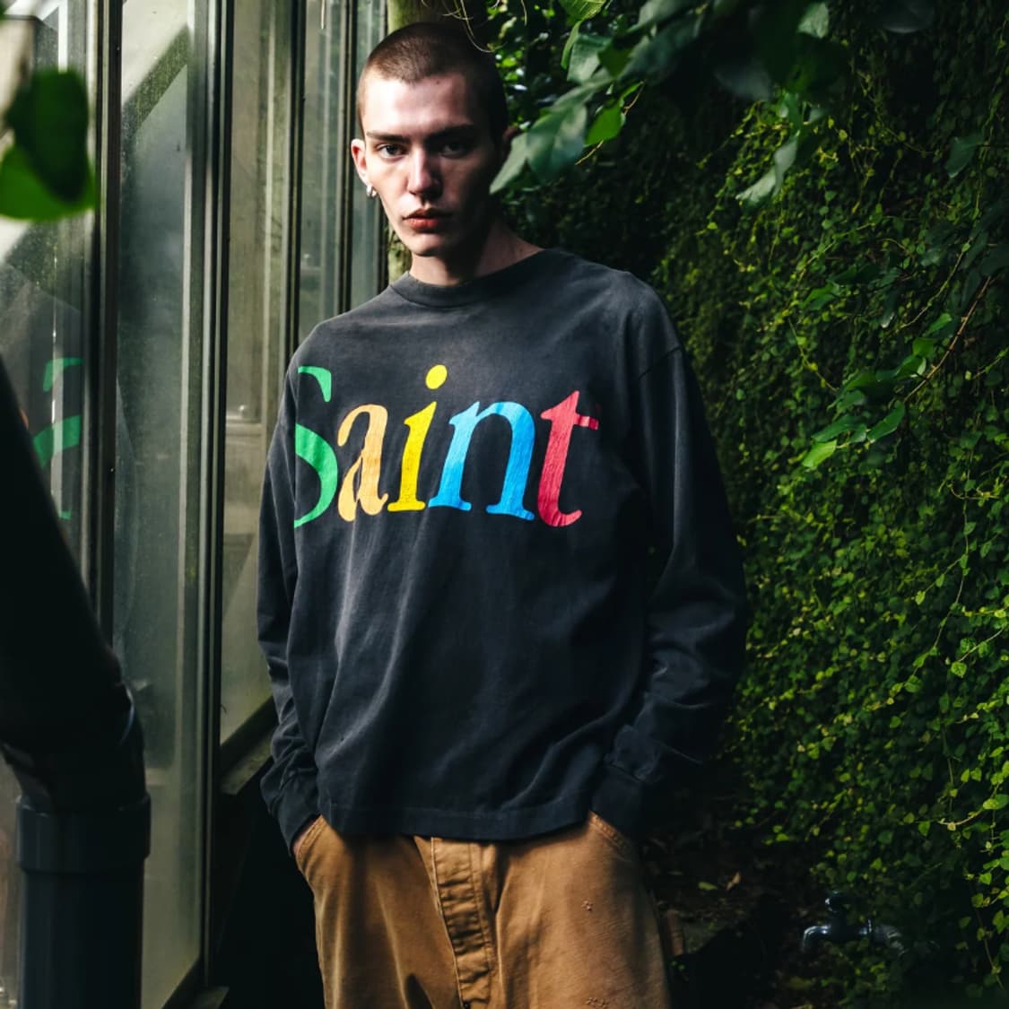 [새상품/XL] 세인트미카엘 레인보우 롱슬리브 로고 긴팔 티셔츠 블랙 상품이미지3