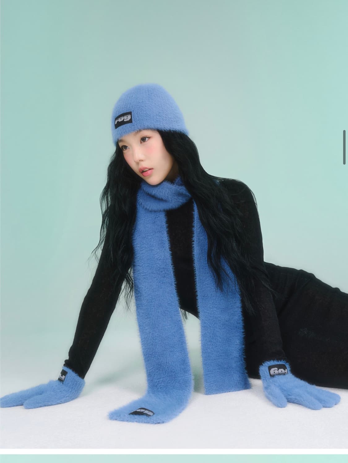 하우스포그 베이직 로고 머플러 블루 새상품 (59000원)  상품이미지3