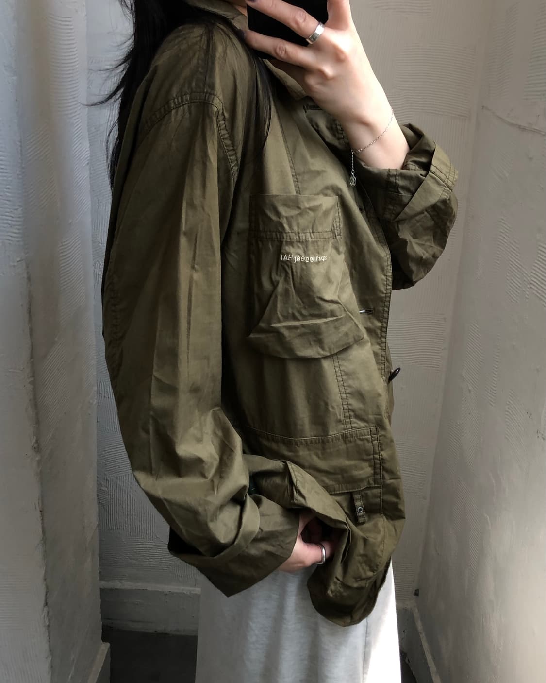 Hai Sporting Gear 하이스포팅기어 이세이미야케 카키 셔츠 자 상품이미지2