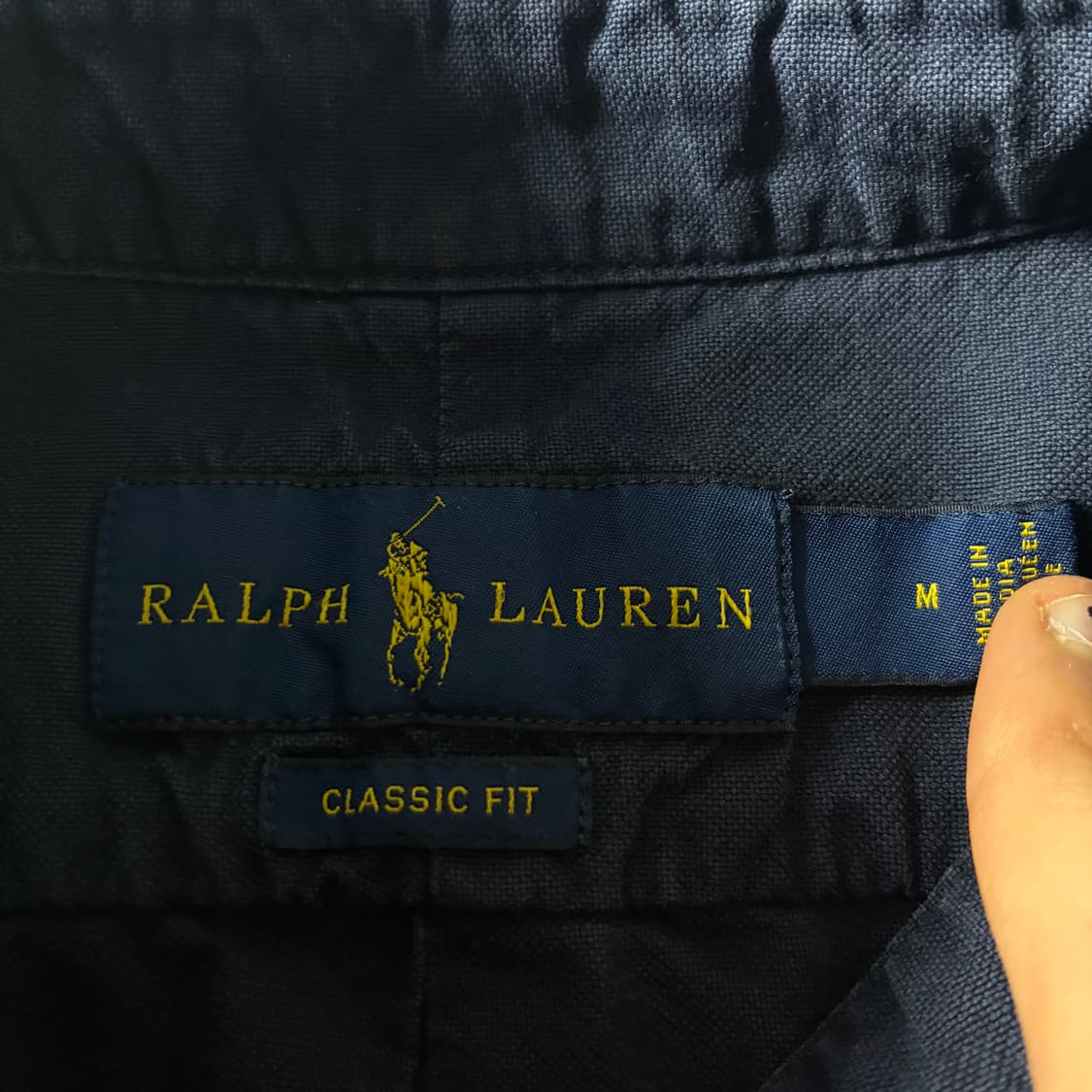 Polo  폴로 랄프로렌 자수 코튼 네이비 솔리드 셔츠  상품이미지3