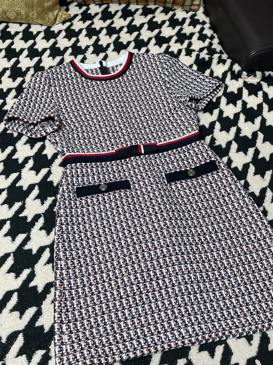 (옷장정리)마쥬 멀티컬러 벨티드 트위드 원피스 36 상품이미지1