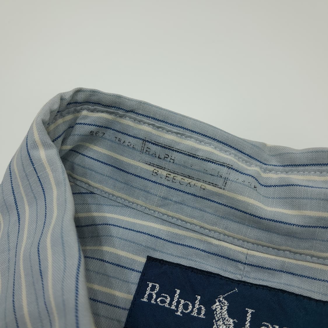 CN821 L 폴로 랄프로렌 베이비블루 올드스쿨 스트라이프 셔츠 남방 상품이미지5