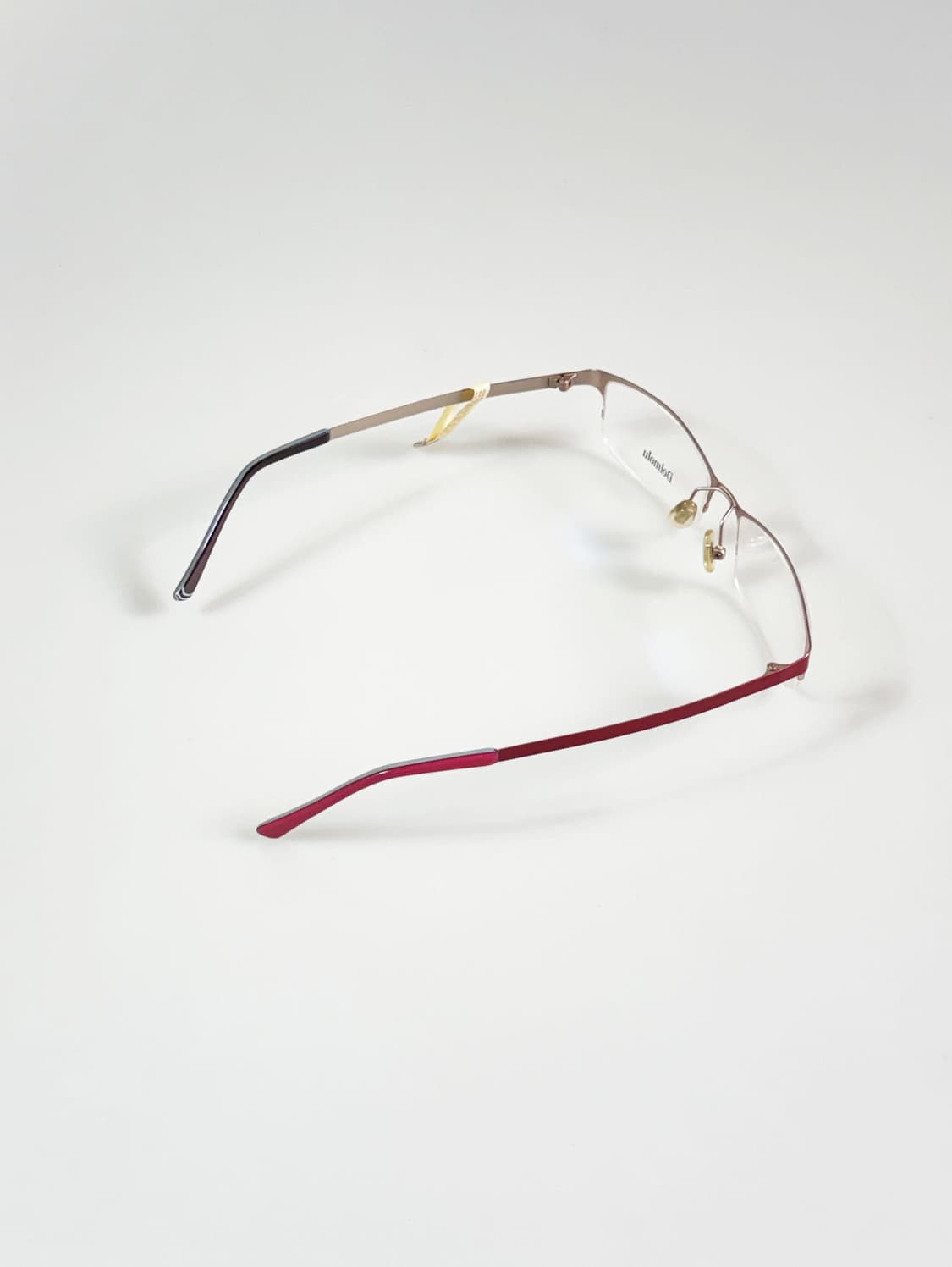 DOMOLU 레드 실버 메탈 반무테 스퀘어 빈티지 안경 상품이미지4