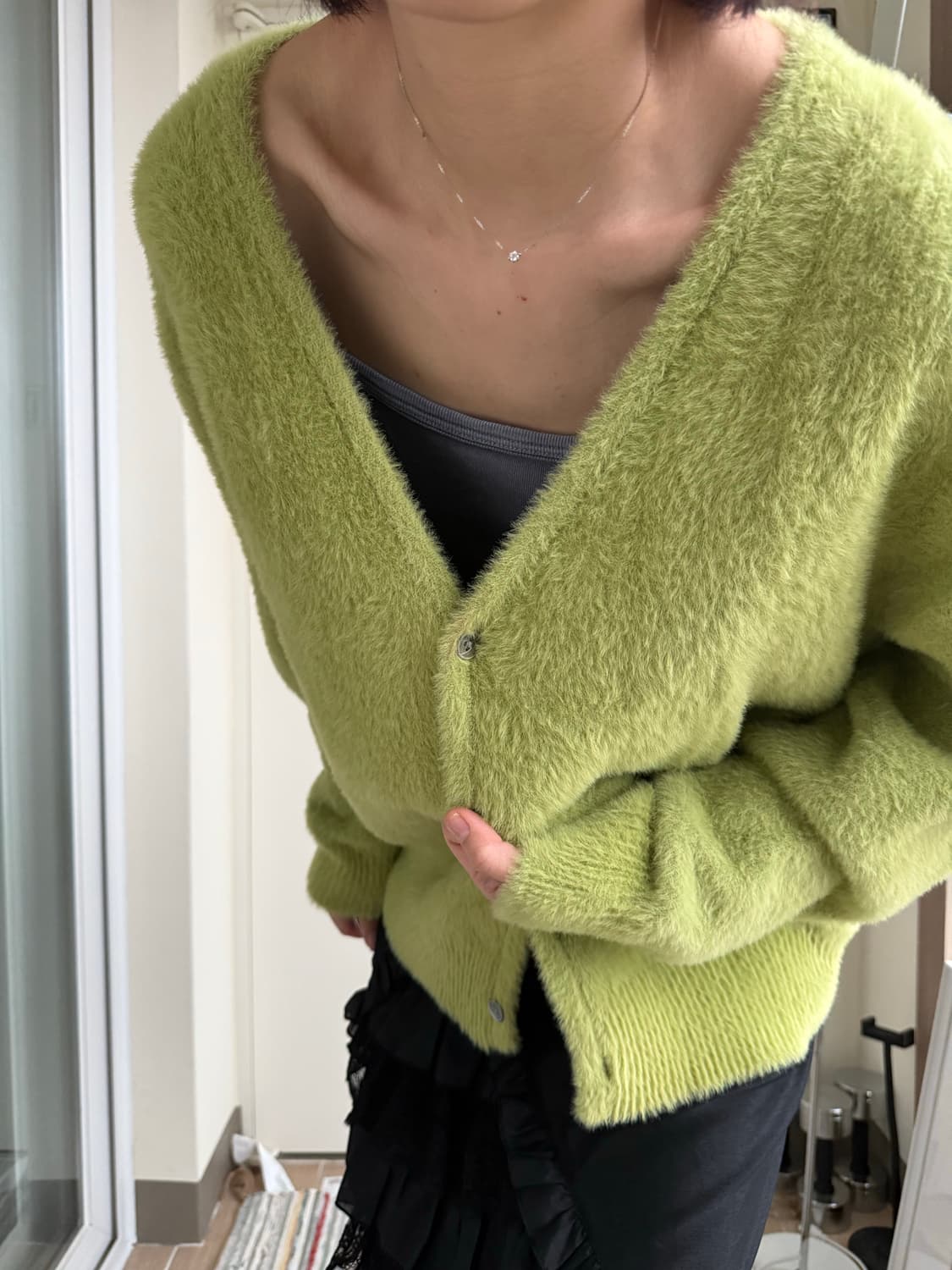 스투시 쉐기가디건 라임 상품이미지2