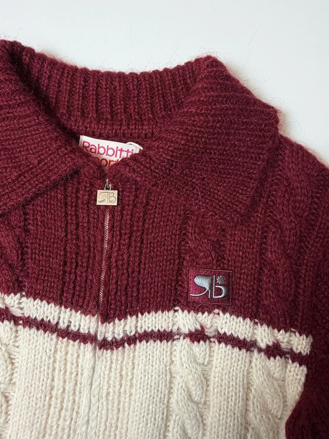 래비티스포츠 크롭 RB 케이블 니트 가디건 PN9369 상품이미지3