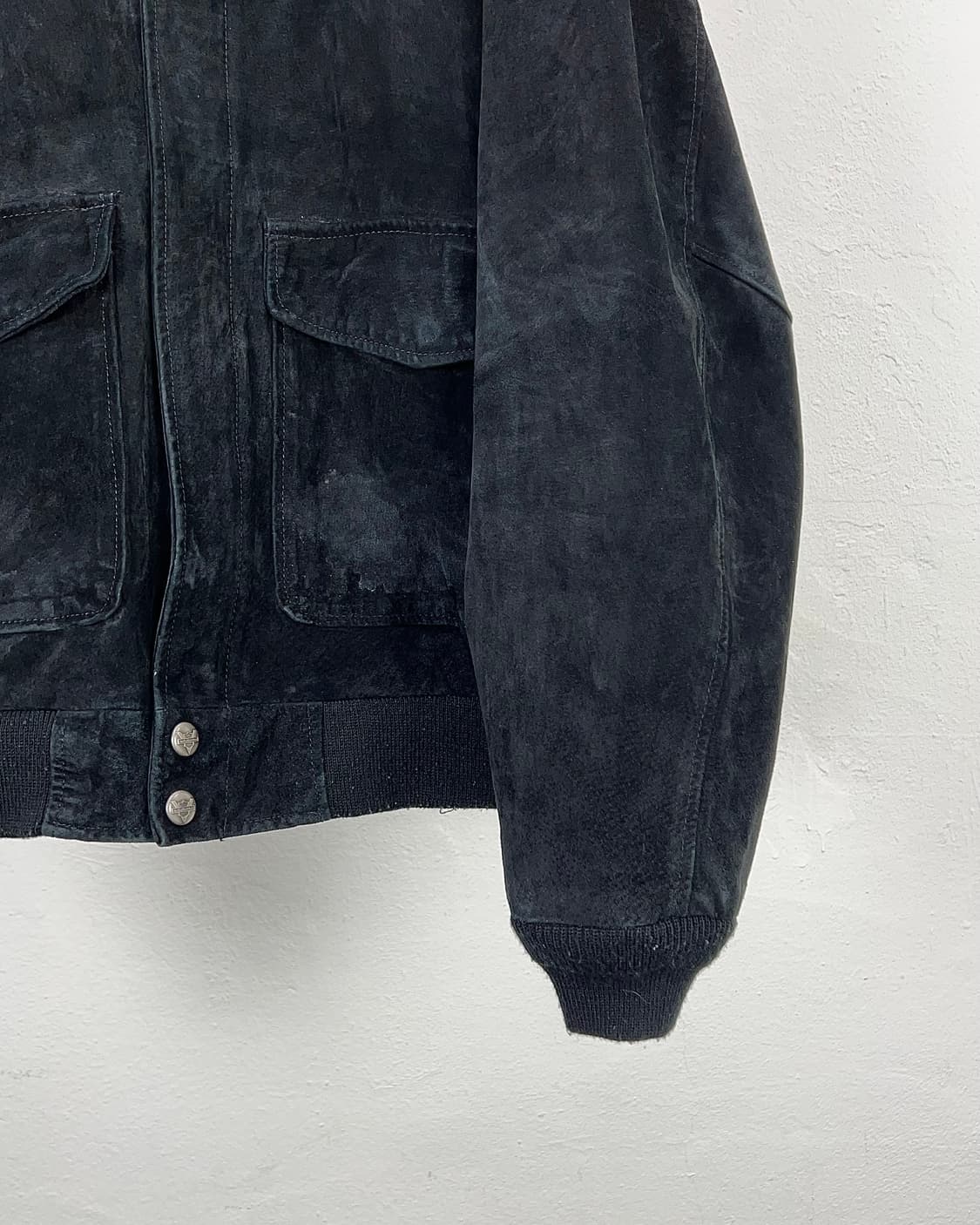 90s 할리데이비슨 블랙 스웨이드 레더 스냅 포켓 라이더 자켓 상품이미지6