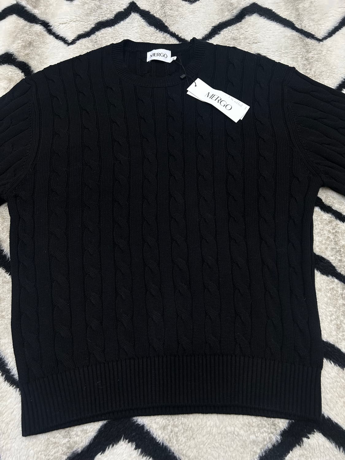 [XL]Mergo 라운드 꽈배기 니트/블랙 상품이미지3