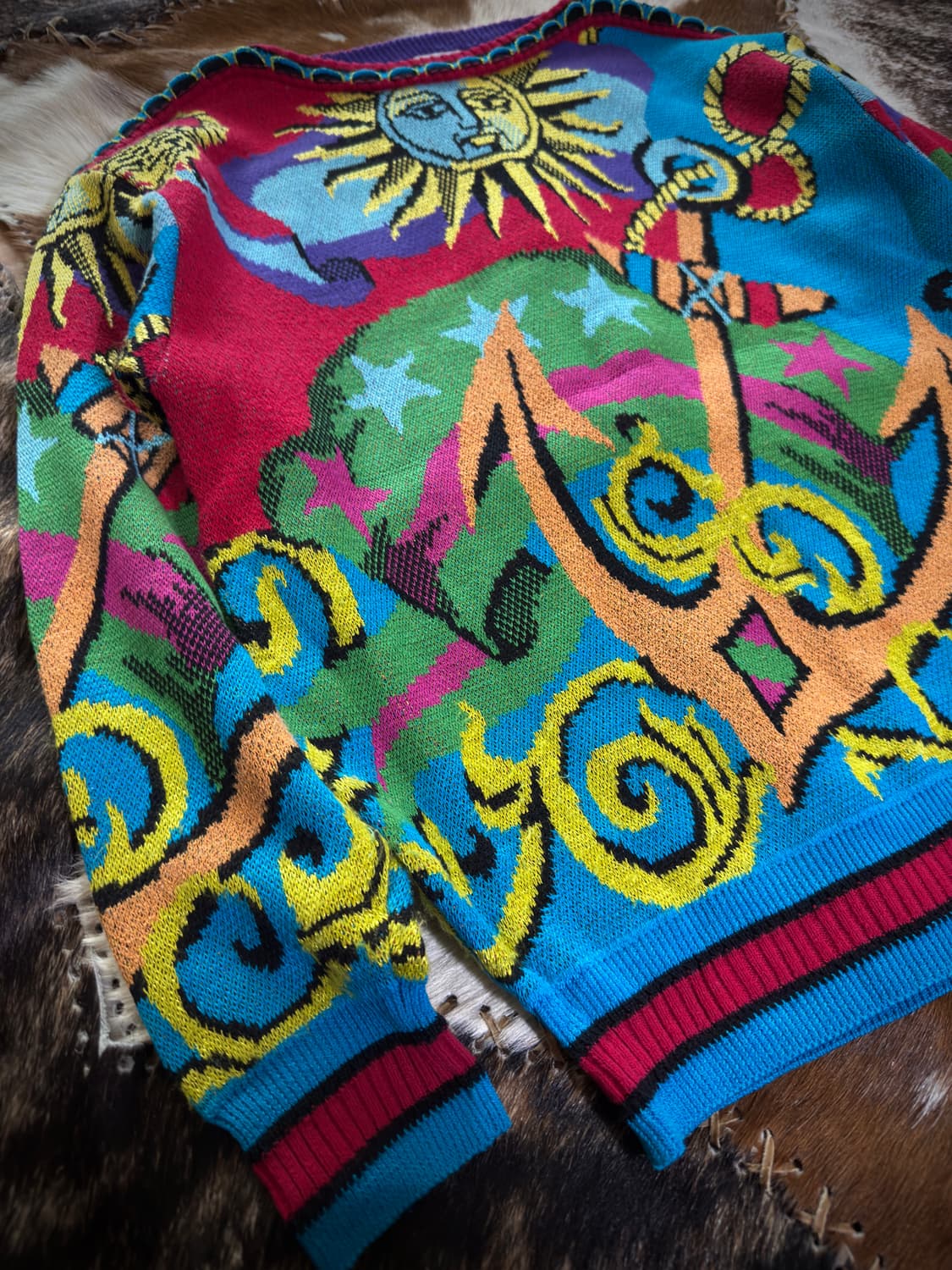 90s YOSHIYUKI KONISHI Psychedelic Sun 니트 상품이미지5