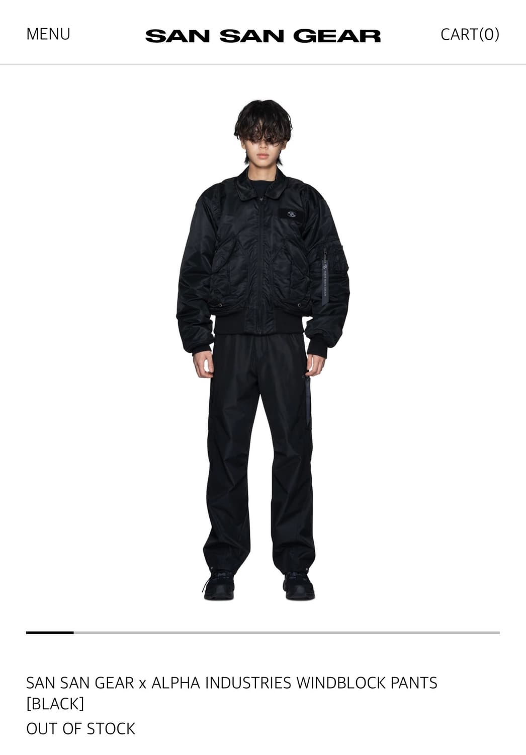 산산기어x알파인더스트리 WINDBLOCK PANTS black 상품이미지1