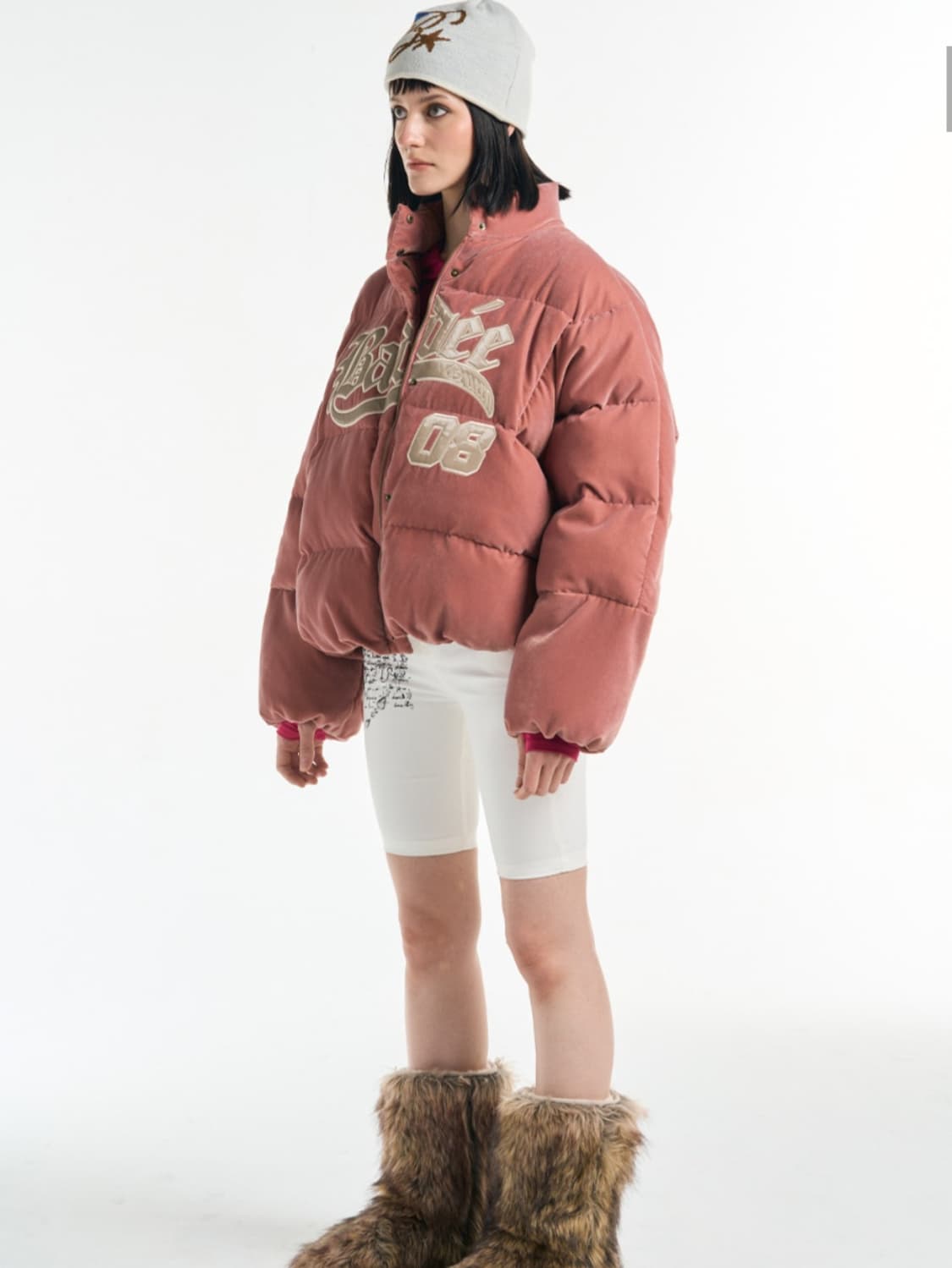 배디 코듀로이 푸퍼 패딩 핑크 상품이미지3