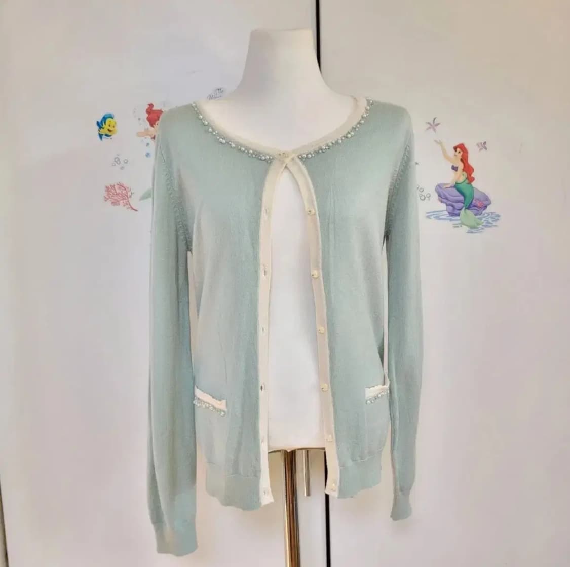 일본빈티지 민트색 간절기 얇은 가디건 상품이미지1