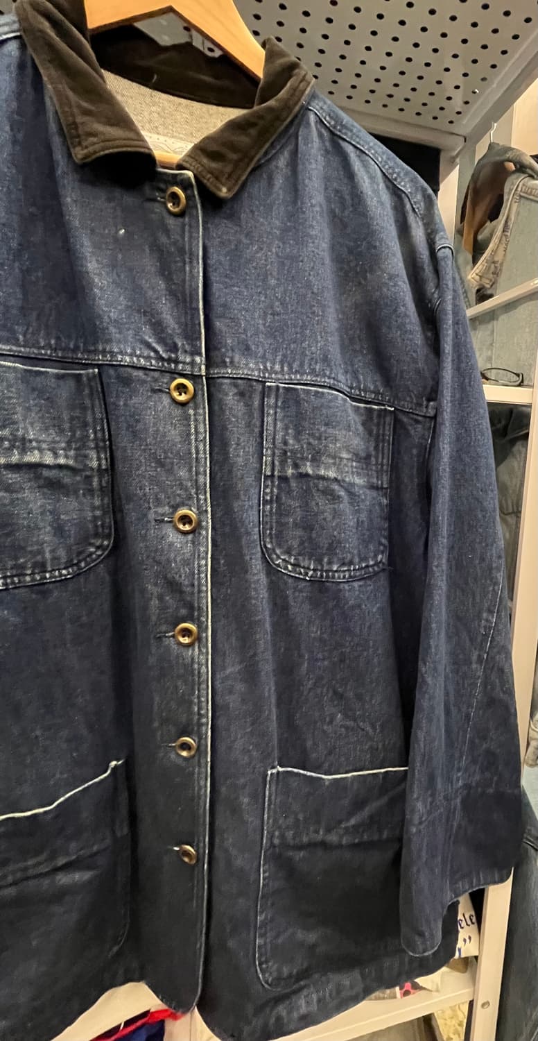 90s Perry Ellis America 데님 워크 자켓 코듀로이 칼라 상품이미지3