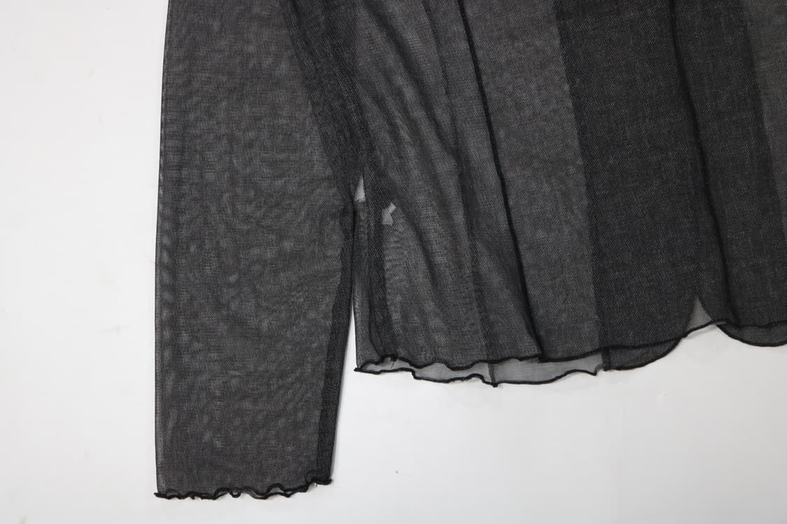 802s08 빈티지 시스루 메쉬 블랙 카라 가디건 셔츠 상품이미지9