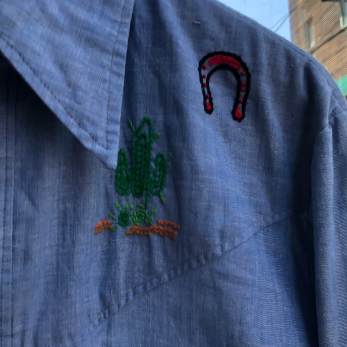 70s Vintage chambray shirt-M 상품이미지4