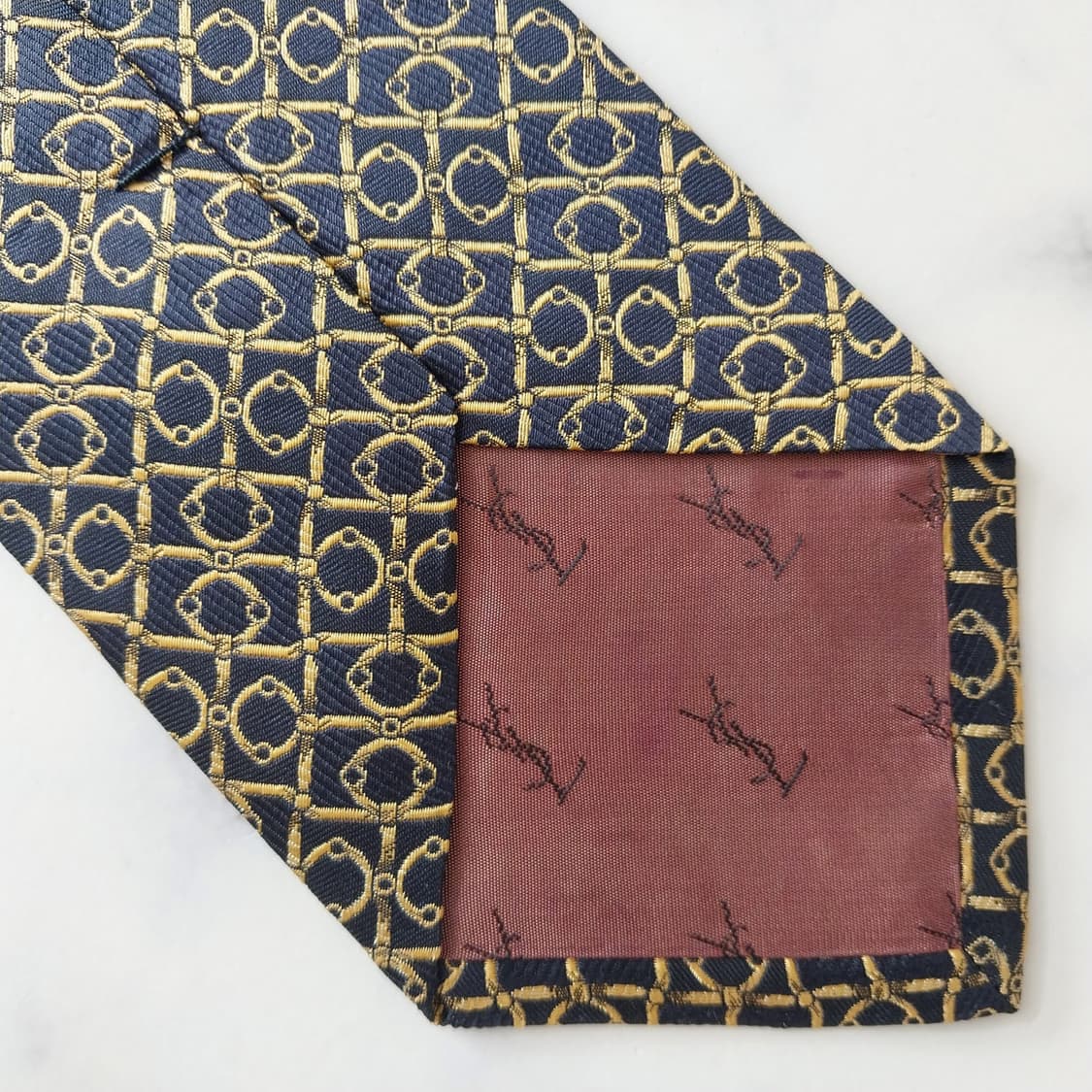 입생로랑 실크 블랙 패턴 넥타이 9.6cm A+등급 K1807
 상품이미지10