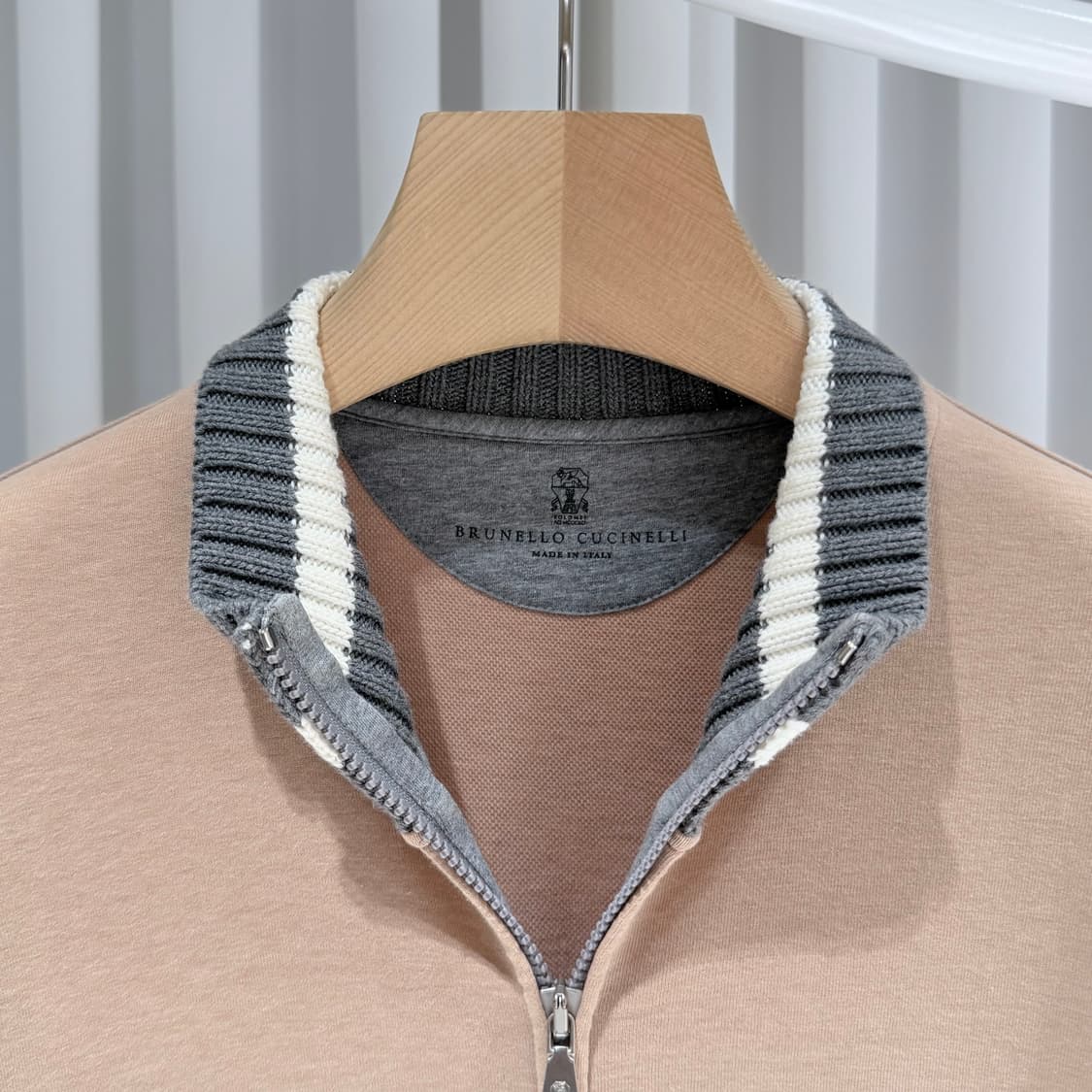 (A+/L) / 브루넬로쿠치넬리 하이넥 집업 니트 블루종 자켓 베이지 상품이미지4