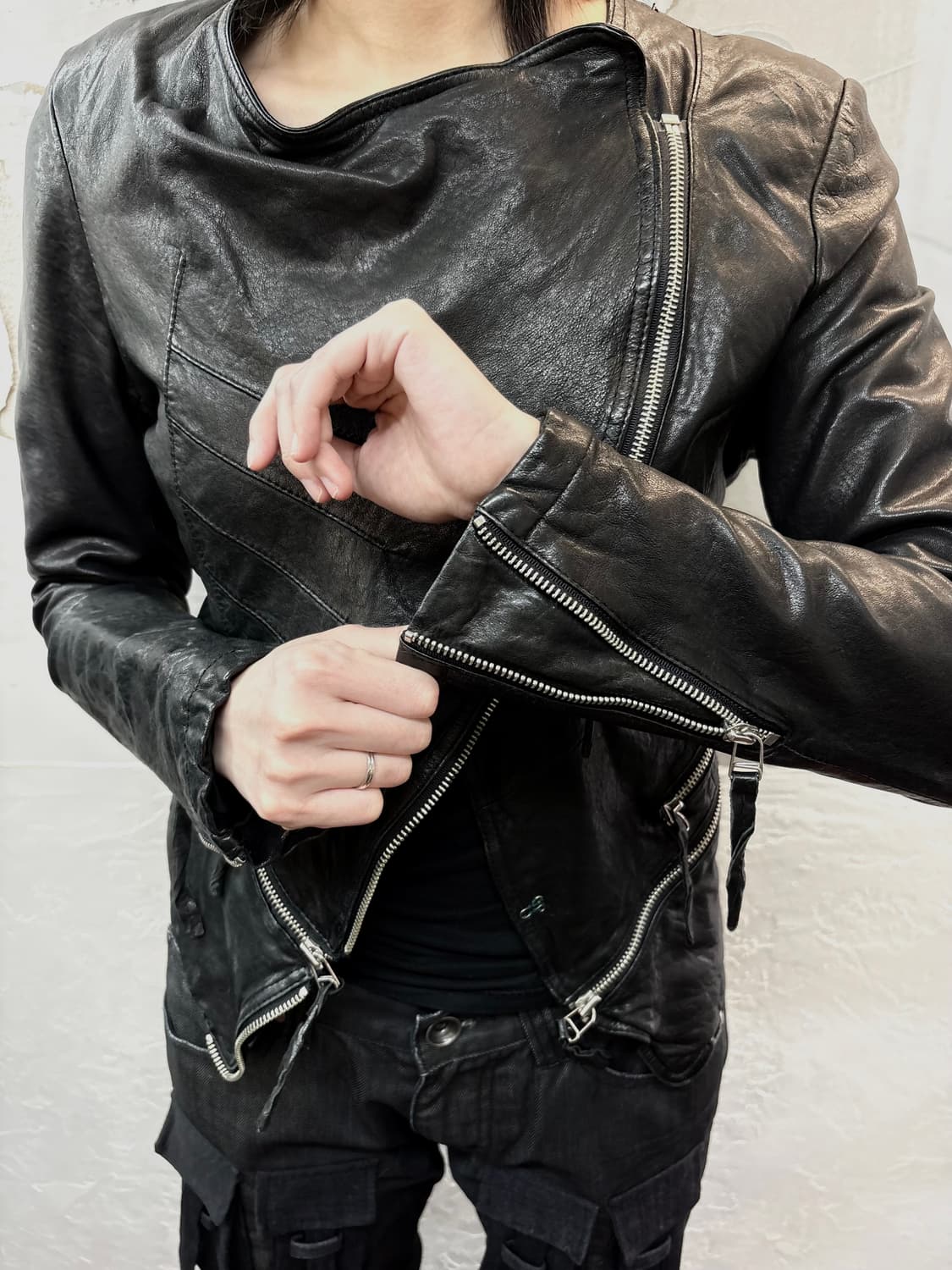 zipper detail sheepskin jacket 상품이미지5