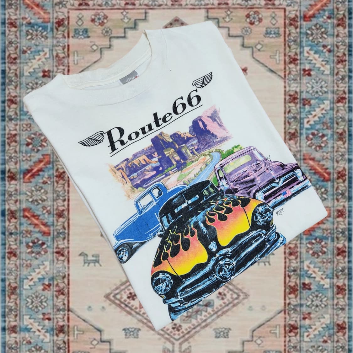 USA 아메리칸 빈티지 route66 그래픽 티셔츠 (M) 상품이미지3
