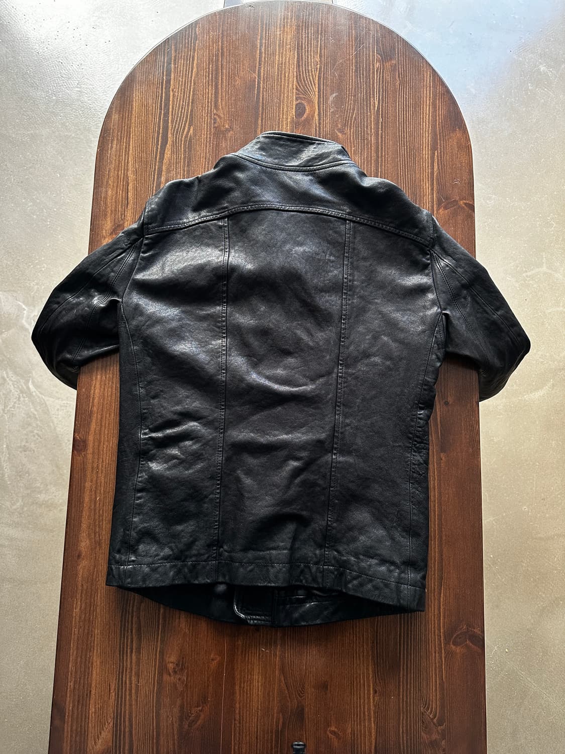 빈티지 블랙 레더 스탠드카라 미니멀 자켓  상품이미지3