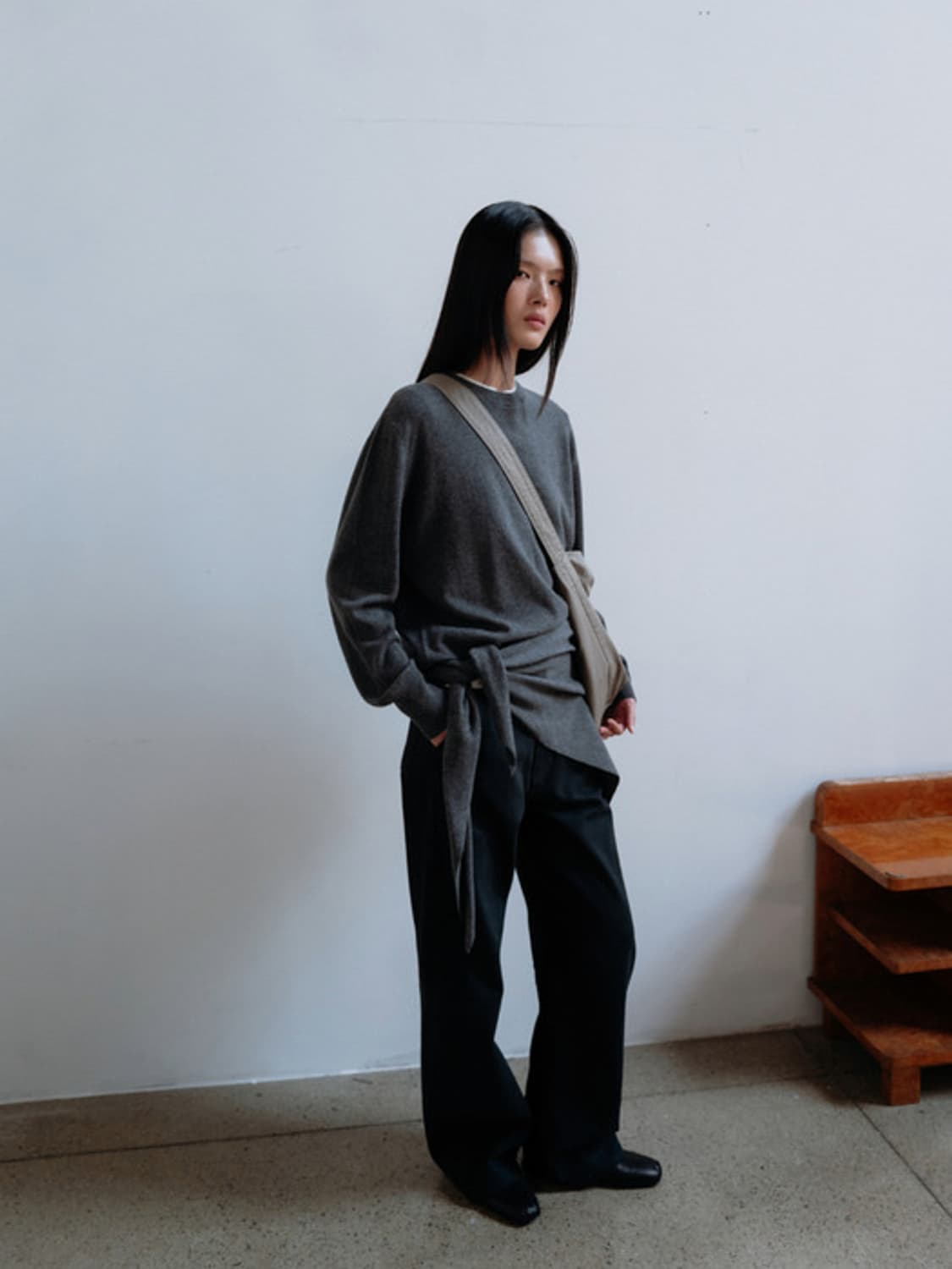 모노하 Cotton curve pants 브라운 1 상품이미지6