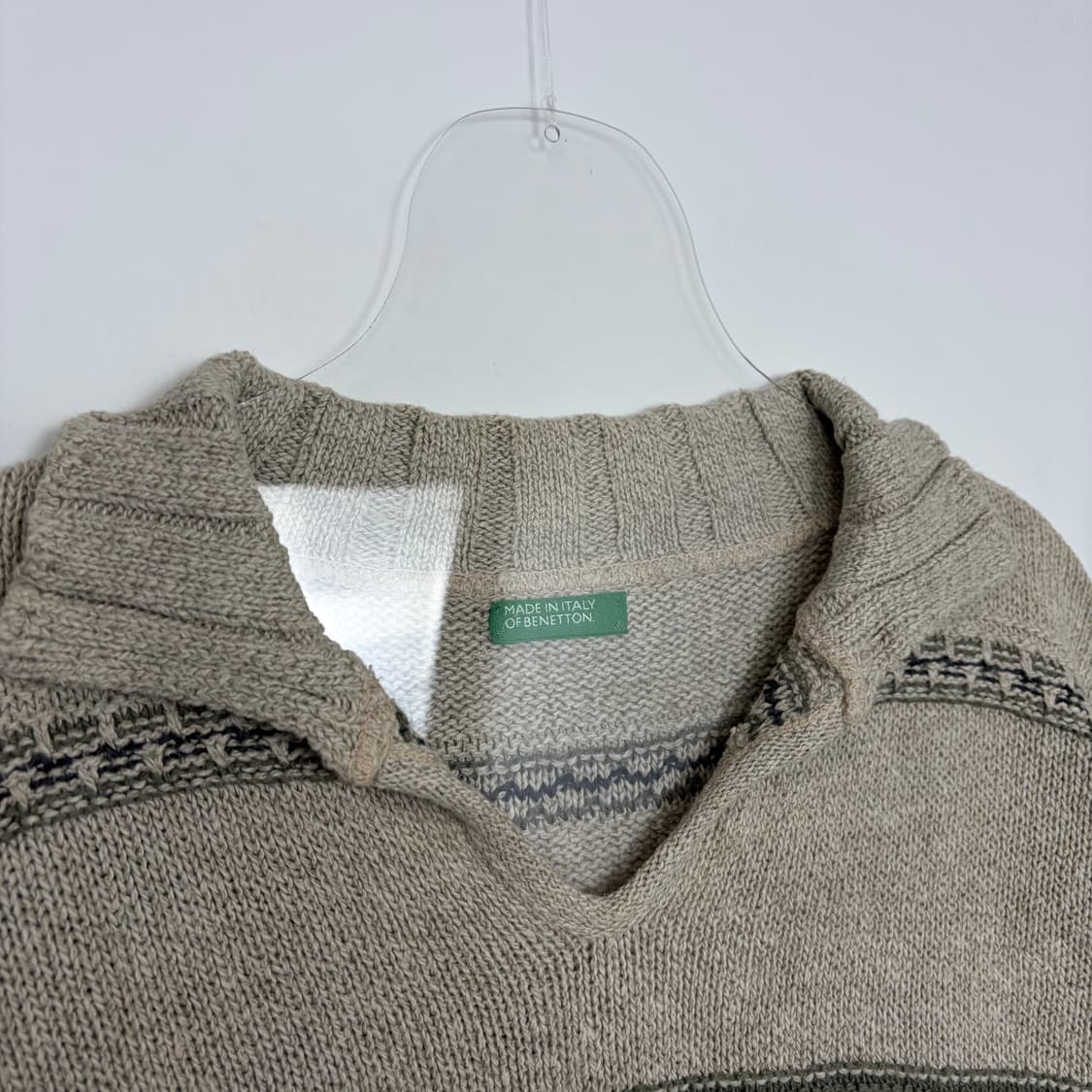 90s 유나이티드 컬러스오브 베네통 패턴 니트 티셔츠 상품이미지2