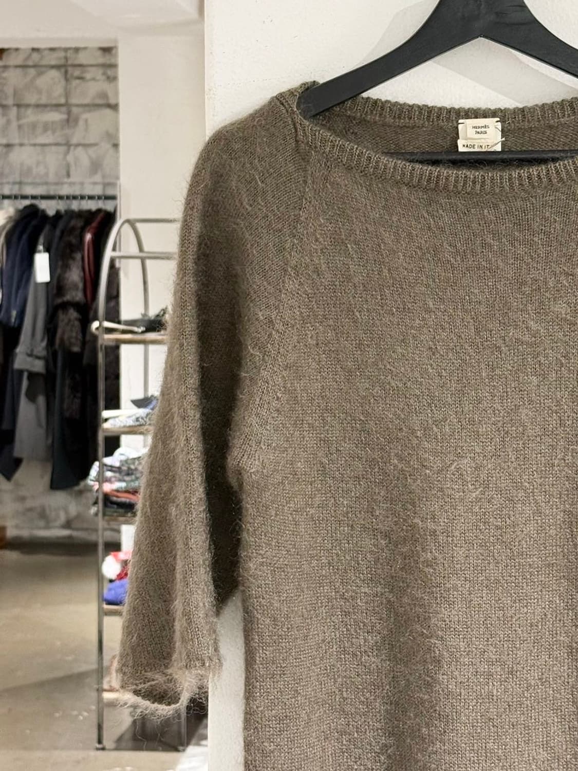에르메스 올리브 실크 모헤어 라나울 하프 니트 상품이미지2
