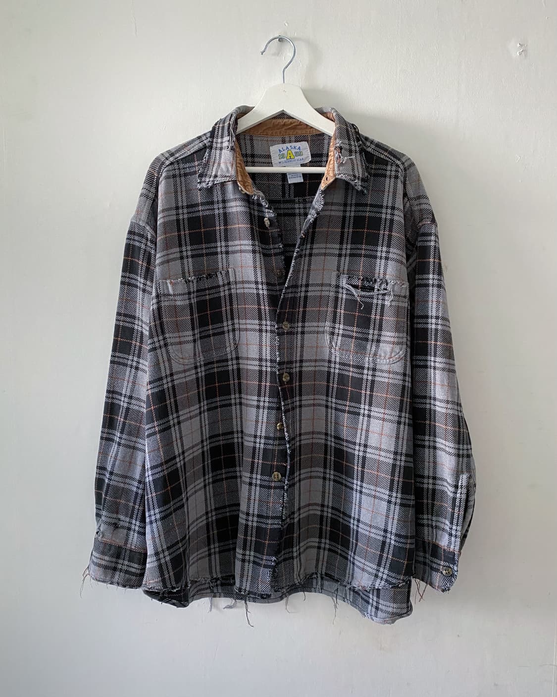 90s 빈티지 디스트로이드 체크 플란넬 셔츠 상품이미지1