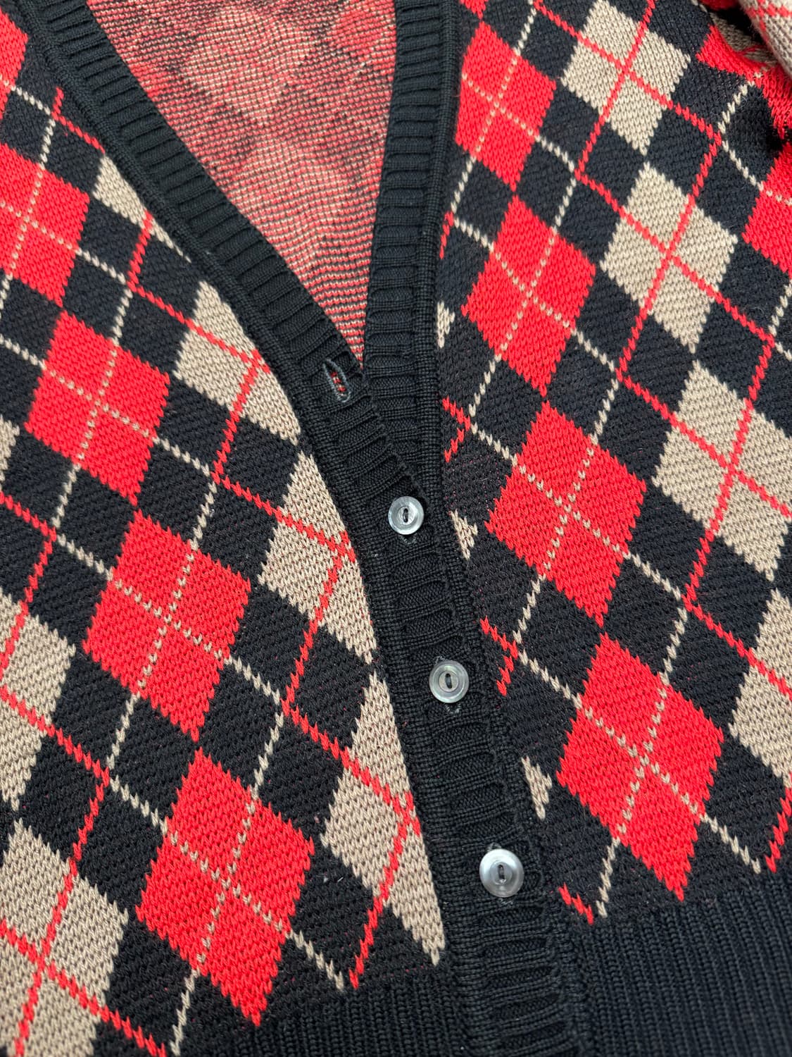 OS)Lion Racket 빈티지 아가일 패턴 니트 가디건(단추) 상품이미지2