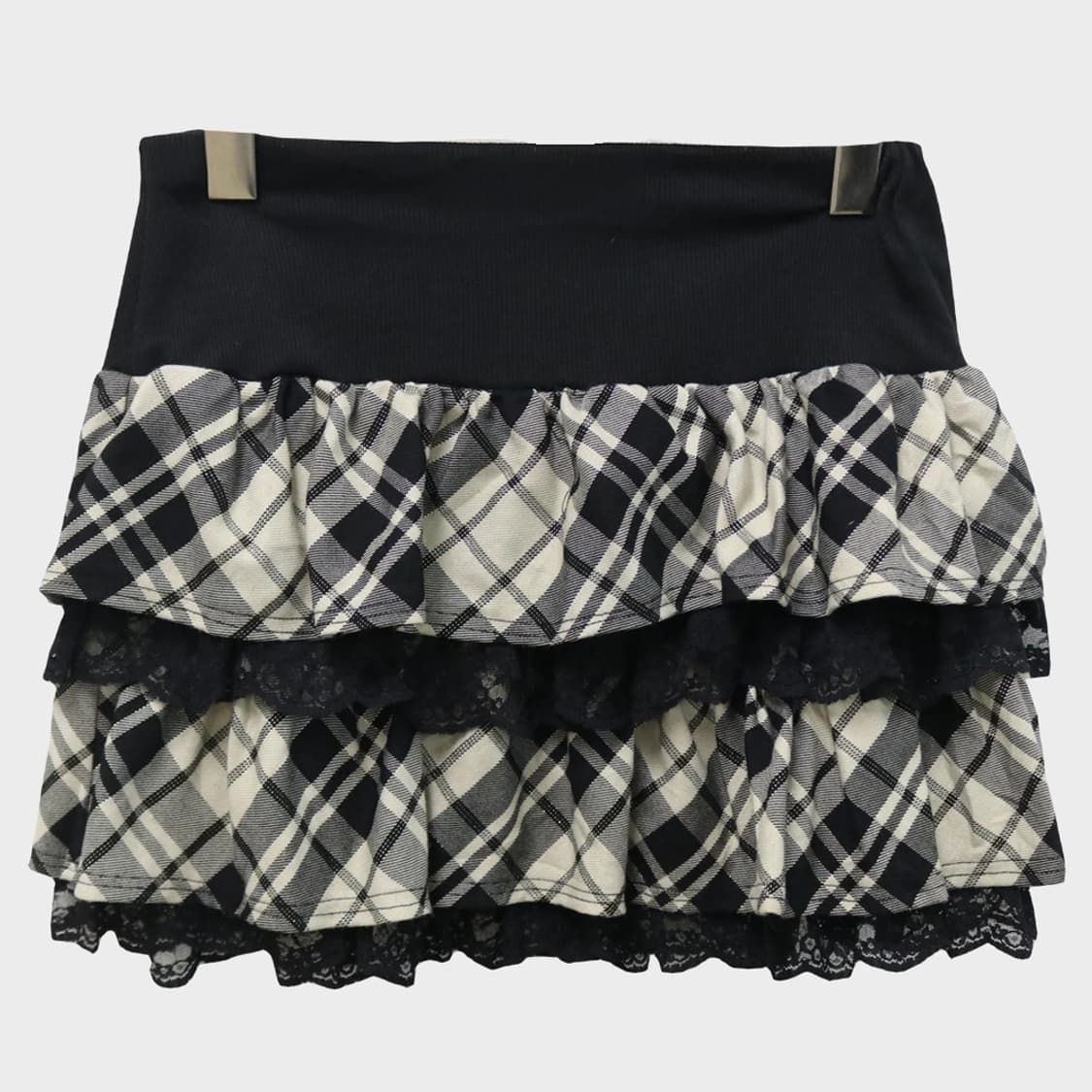 PINK MIX 체크 레이스 캉캉 밴딩 미니스커트 62773 상품이미지1