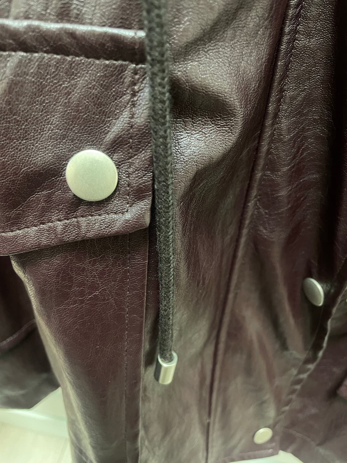 버건디 페이크레더 사파리 자켓 상품이미지5