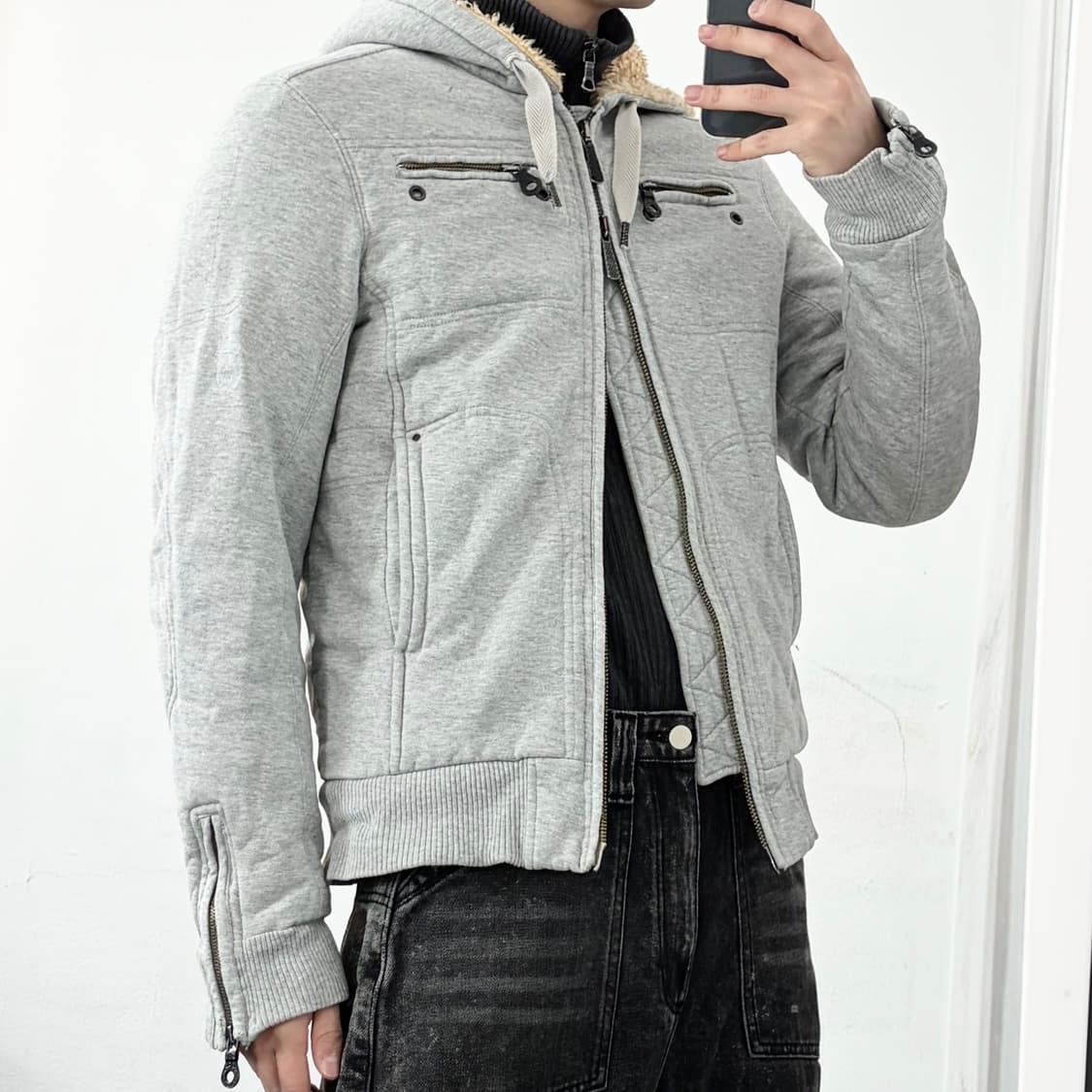 디젤 투웨이 쉐르파 후드 점퍼 자켓 상품이미지3