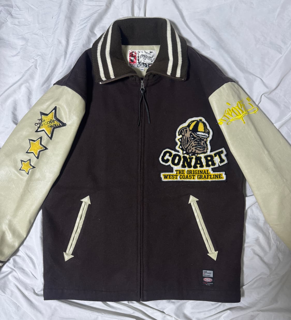 Conart 그래피티 패치 울 레더 바시티 자켓 스트릿 올드스쿨 상품이미지1