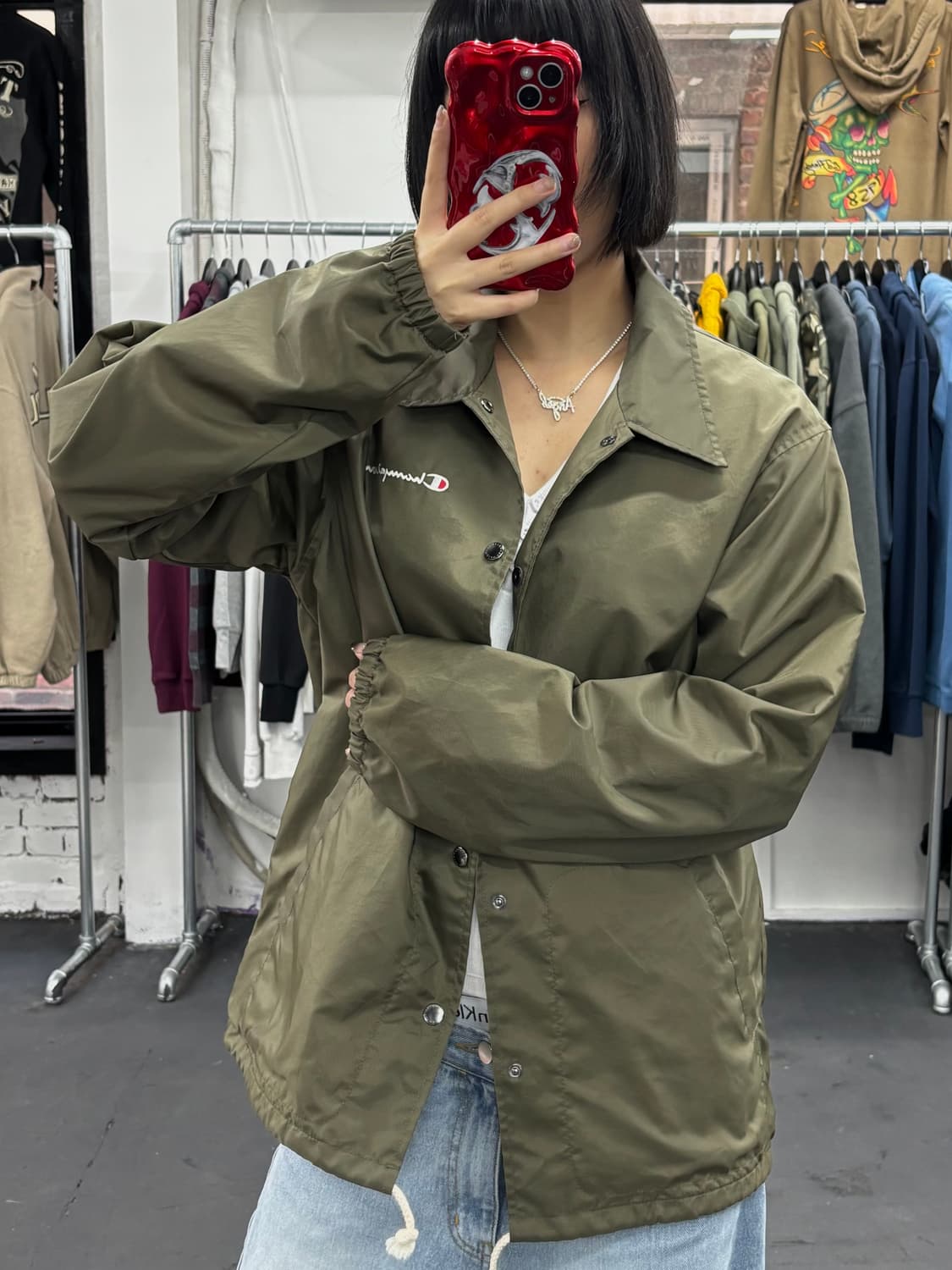 챔피온 올리브 코치자켓 상품이미지2