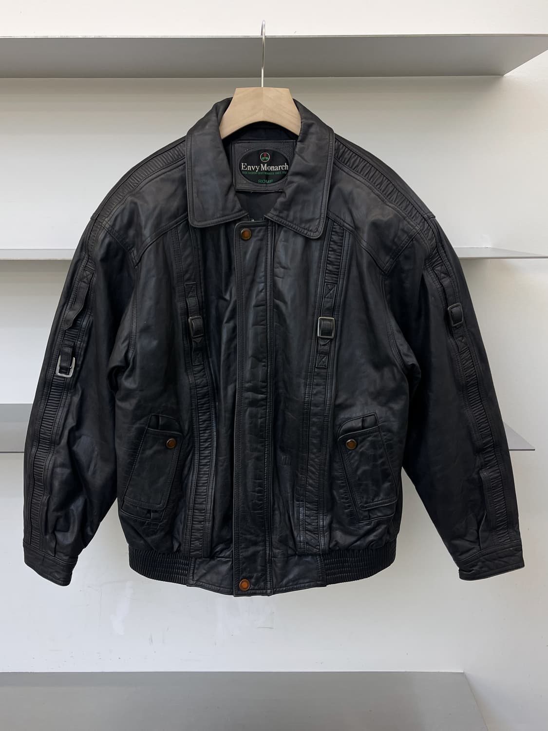 Envy Monarch 90's 벨트 디테일 레더 자켓 상품이미지1