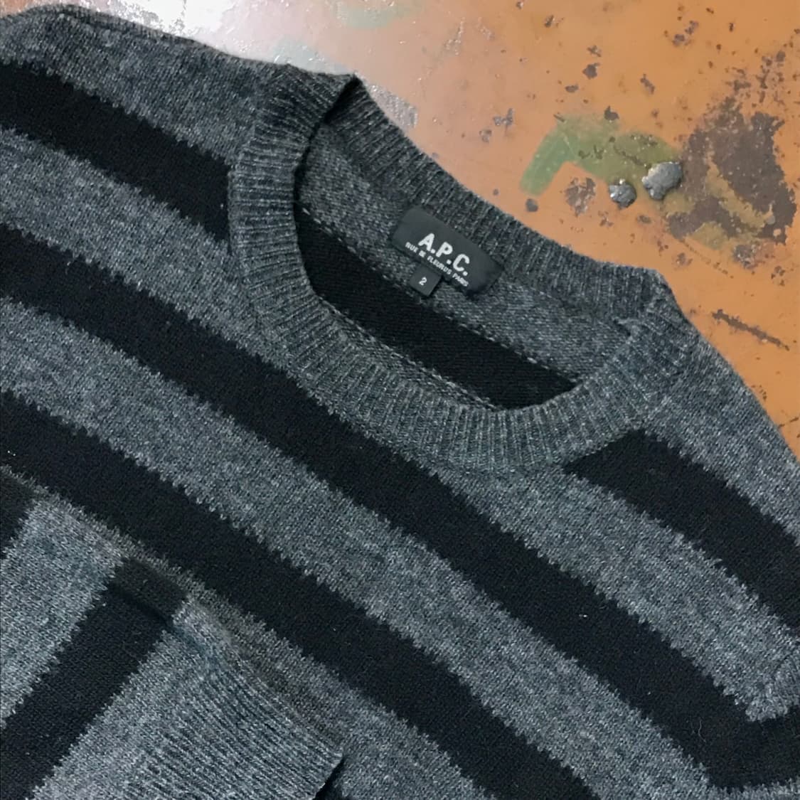 A.P.C 아페쎄 블랙 단가라 울 니트 남성 102 105 여성 루즈핏 상품이미지3