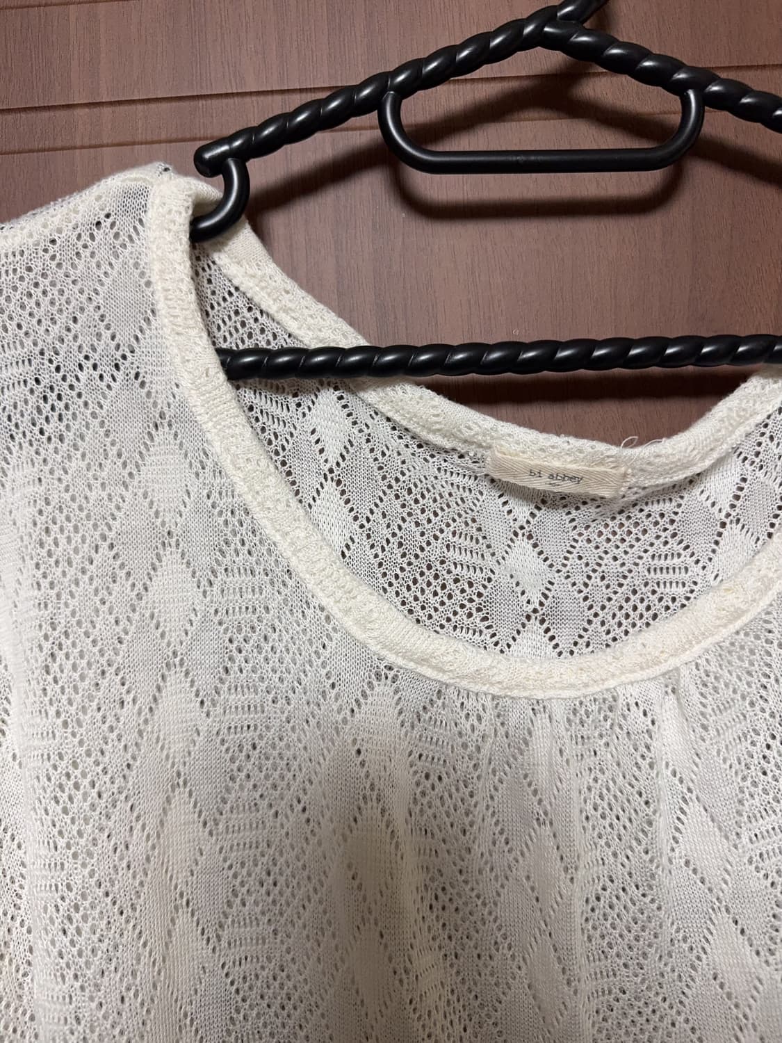 일본 빈티지 모리걸 아이보리 크로셰 반팔 레이어드 니트 상품이미지3