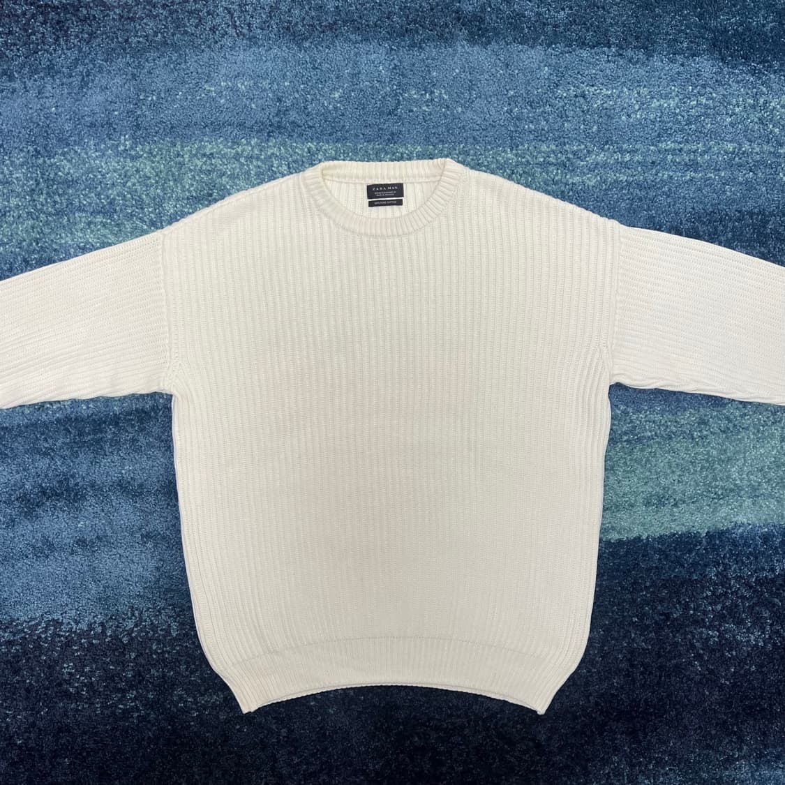 Zara Man 긴팔 라운드 니트 화이트 남(L) 상품이미지1