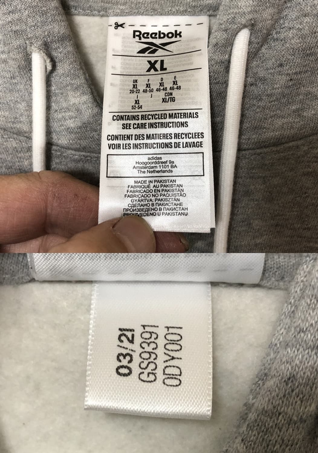 리복 빅로고 플리스 후드티셔츠 XL(해외) 상품이미지4