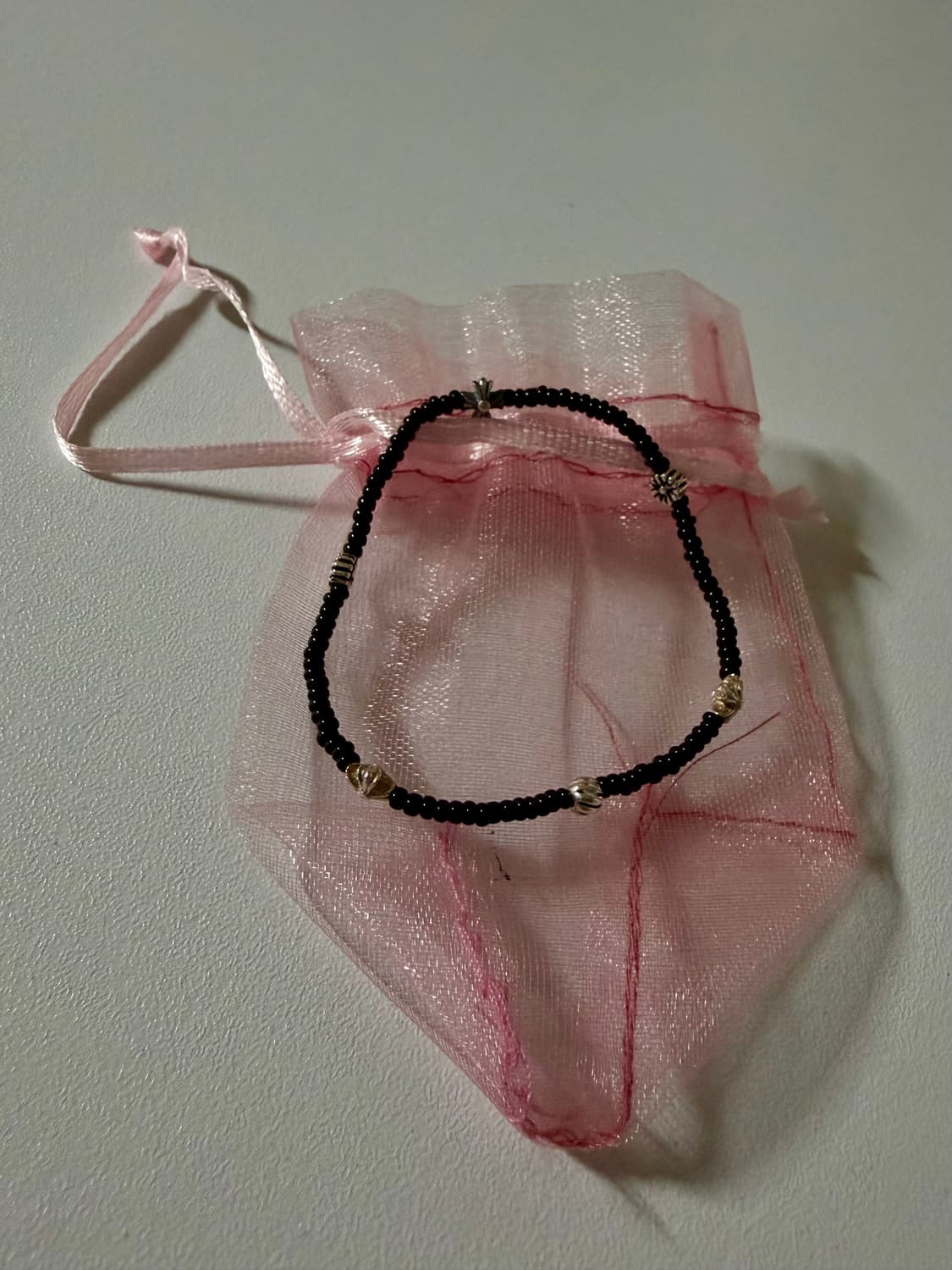 블랙 비즈 은팔찌 핸드메이드 상품이미지3