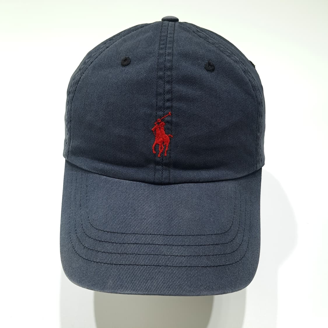 CL552 폴로 90s 가죽스트랩 다크네이비 자수 레드 볼캡 모자 상품이미지3