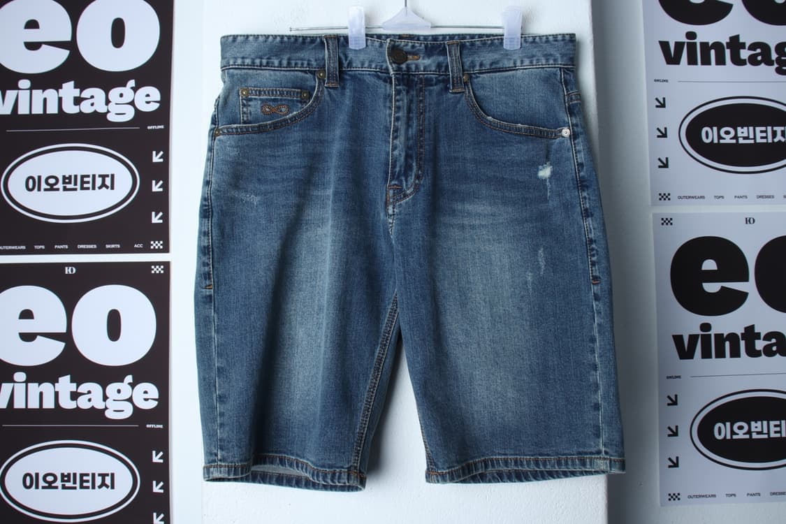 (M-L) 플랙 반바지 팬츠 일자핏 데님 찢청 아메카지-P1P10261 상품이미지2