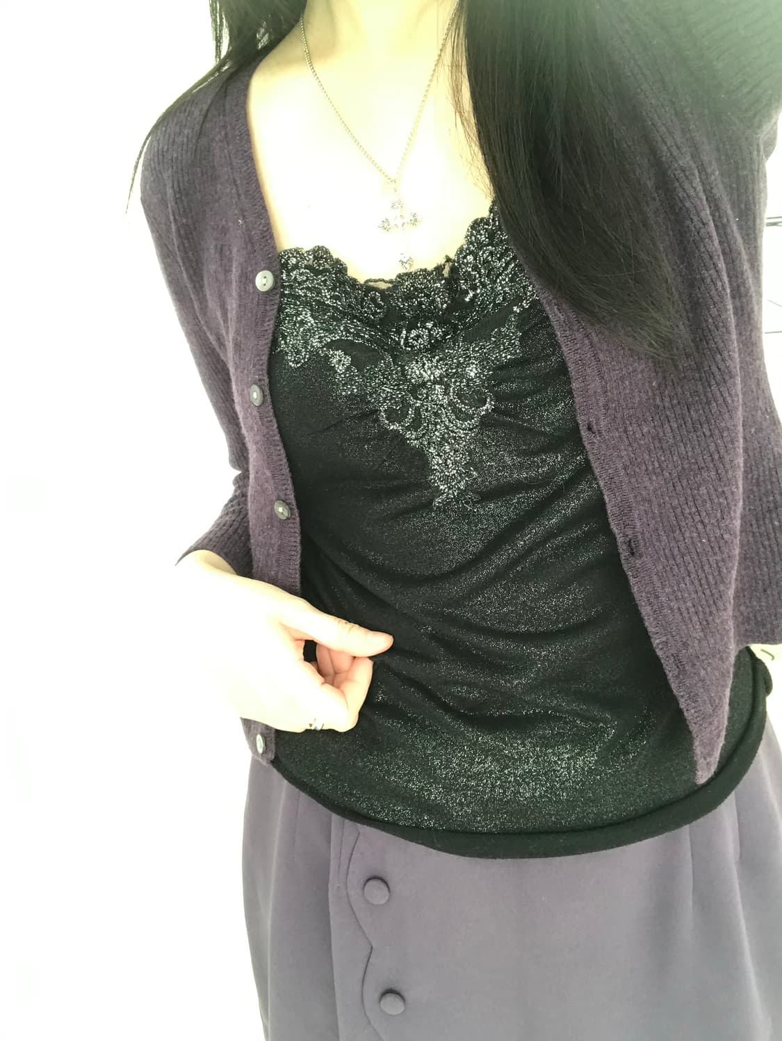 플럼 니트 8부 가디건 상품이미지3