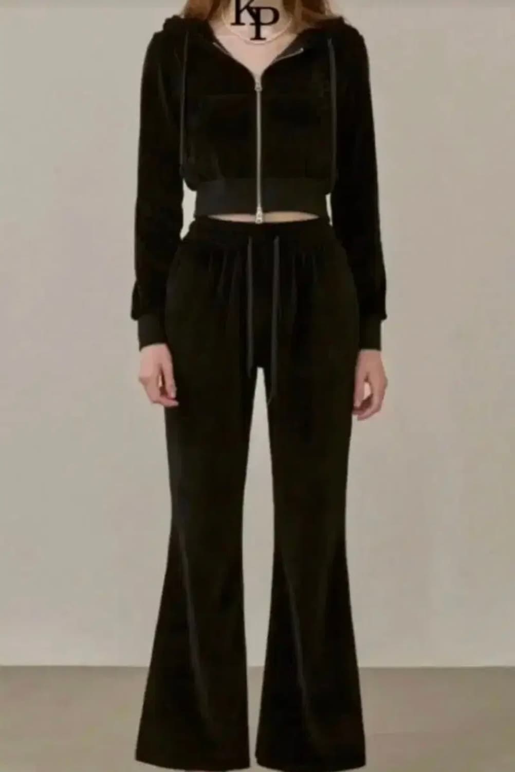 카키포인트 벨로아 후드집업 블랙 상품이미지2