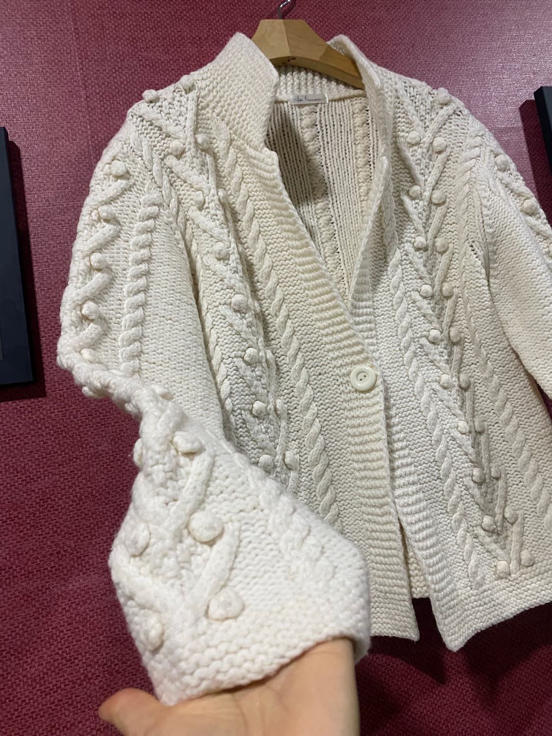 Le F 케이블 니트 가디건 L 아이보리 상품이미지4