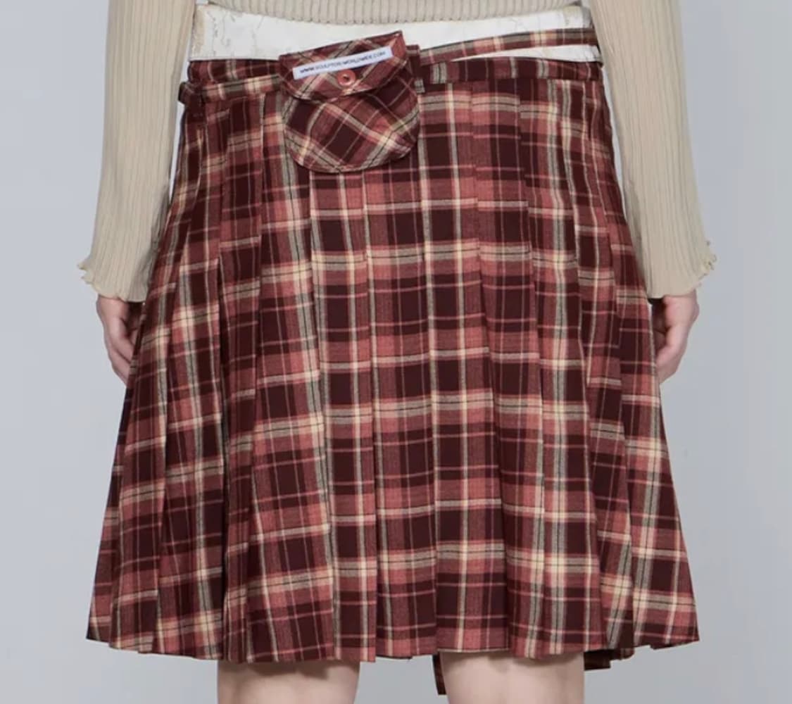스컬프터 체크 스커트 M/Folded Waist Plaid Skirt 상품이미지2