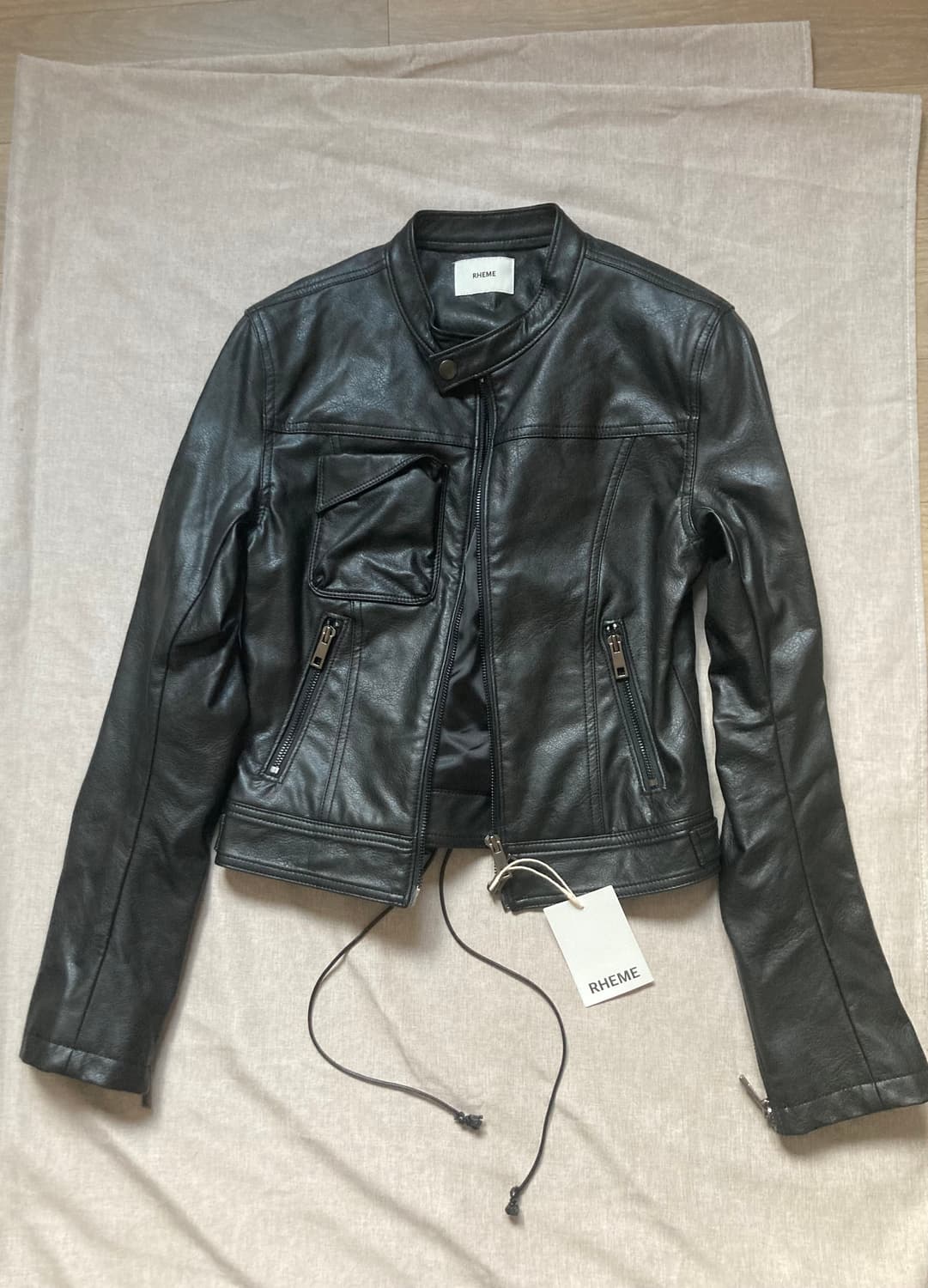 리임 RHEME 크롭 레더 자켓 블랙 상품이미지4