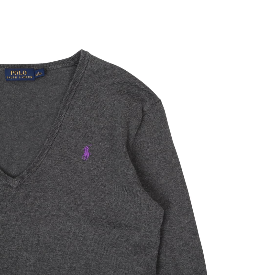 폴로 랄프로렌 우먼스 그레이 코튼 브이넥 니트 상품이미지3
