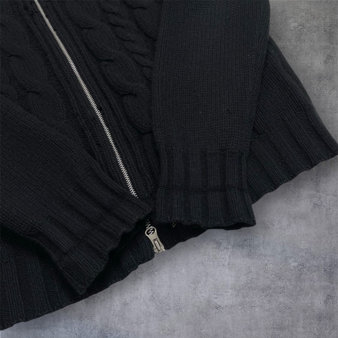 타미힐피거 블랙 캐시미어 혼방 케이블 니트 집업 M 상품이미지7