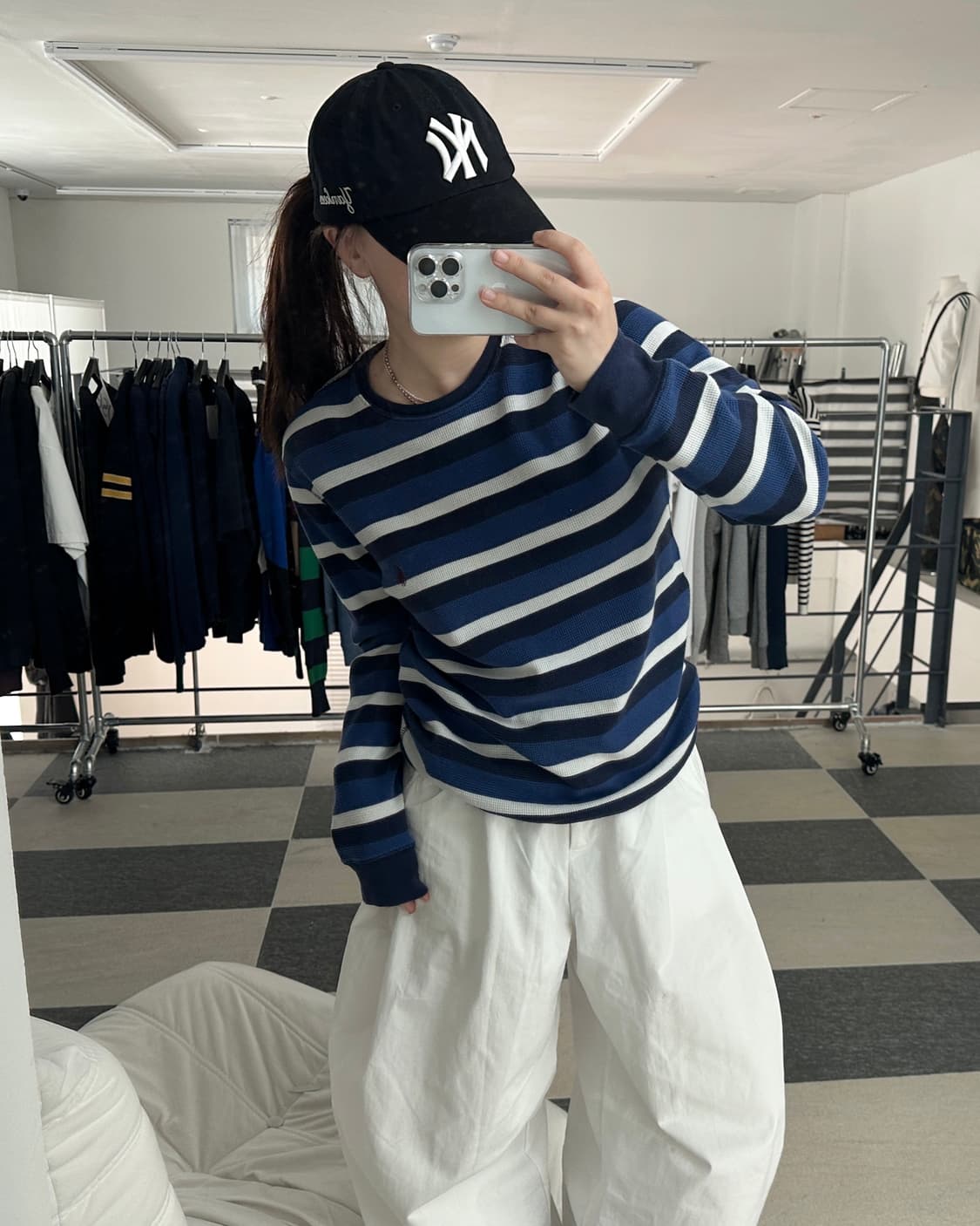 폴로 랄프로렌 블루/네이비 스트라이프 와플 티셔츠  상품이미지8