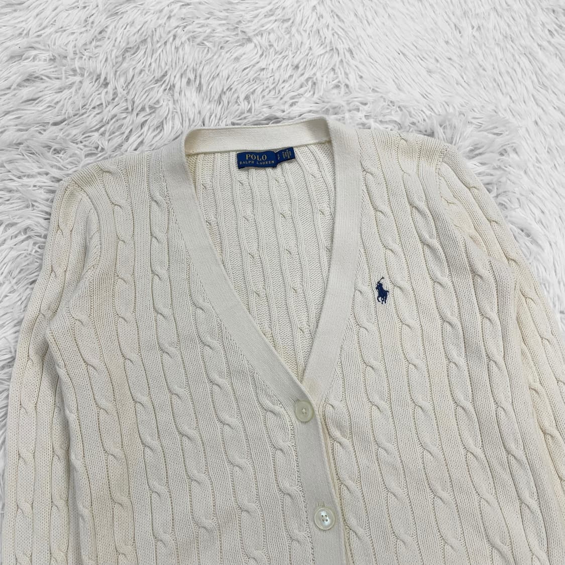 폴로 랄프로렌 포니 로고 케이블 니트 가디건 아이보리 상품이미지3